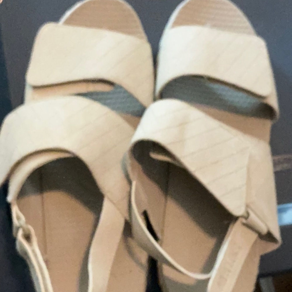 Muk Luks Cream Minimalist Sandals with Ankle Strap